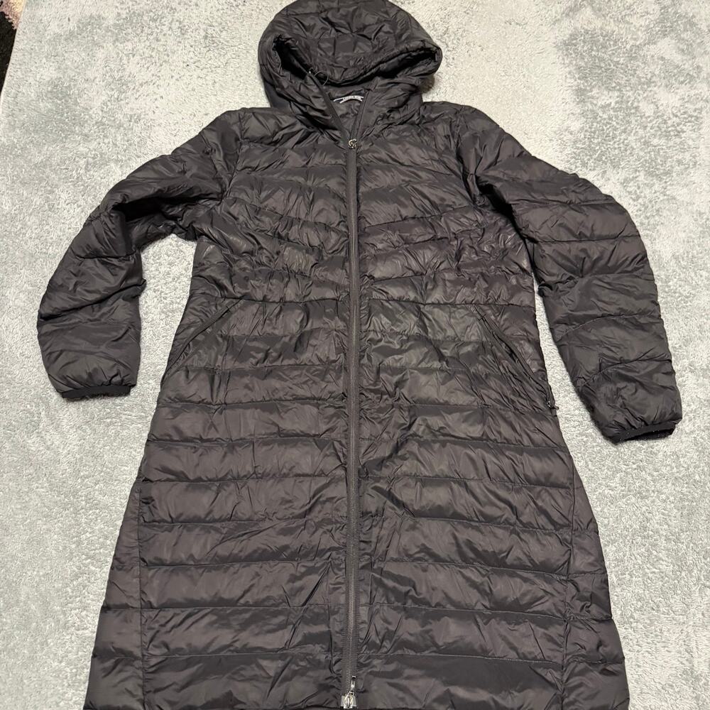 Lands End Down Puffer Jacket Womens Large 14-16 Long Hooded Jacket